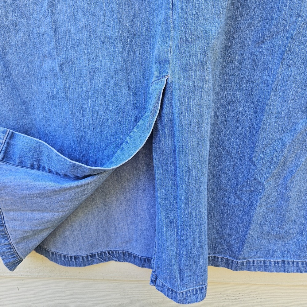Vtg Christopher & Bank Jumper Overall Denim Dress 18W Embroidered Fall Floral - Picture 10 of 14